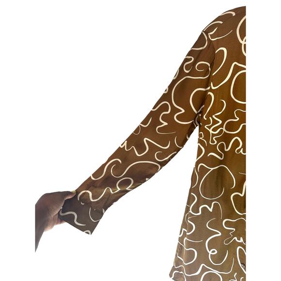 ASTR The Label Retro Abstract Print Long Sleeve Back Cutout Mini Dress Large - Picture 6 of 10